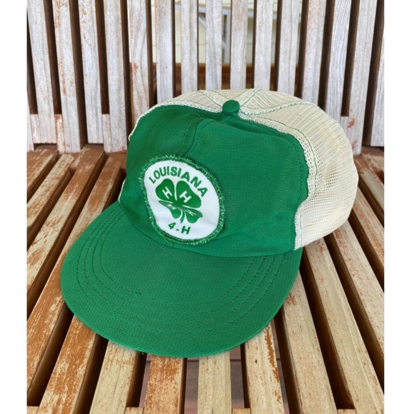 Vintage Mid Century Kelly Green Louisiana 4-H Trucker Hat - Adjustable - Small - Picture 5 of 7
